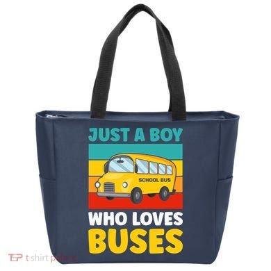 Just a Boy who loves Buses School Bus Tote Bag