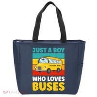 Just a Boy who loves Buses School Bus Tote Bag thumb 0
