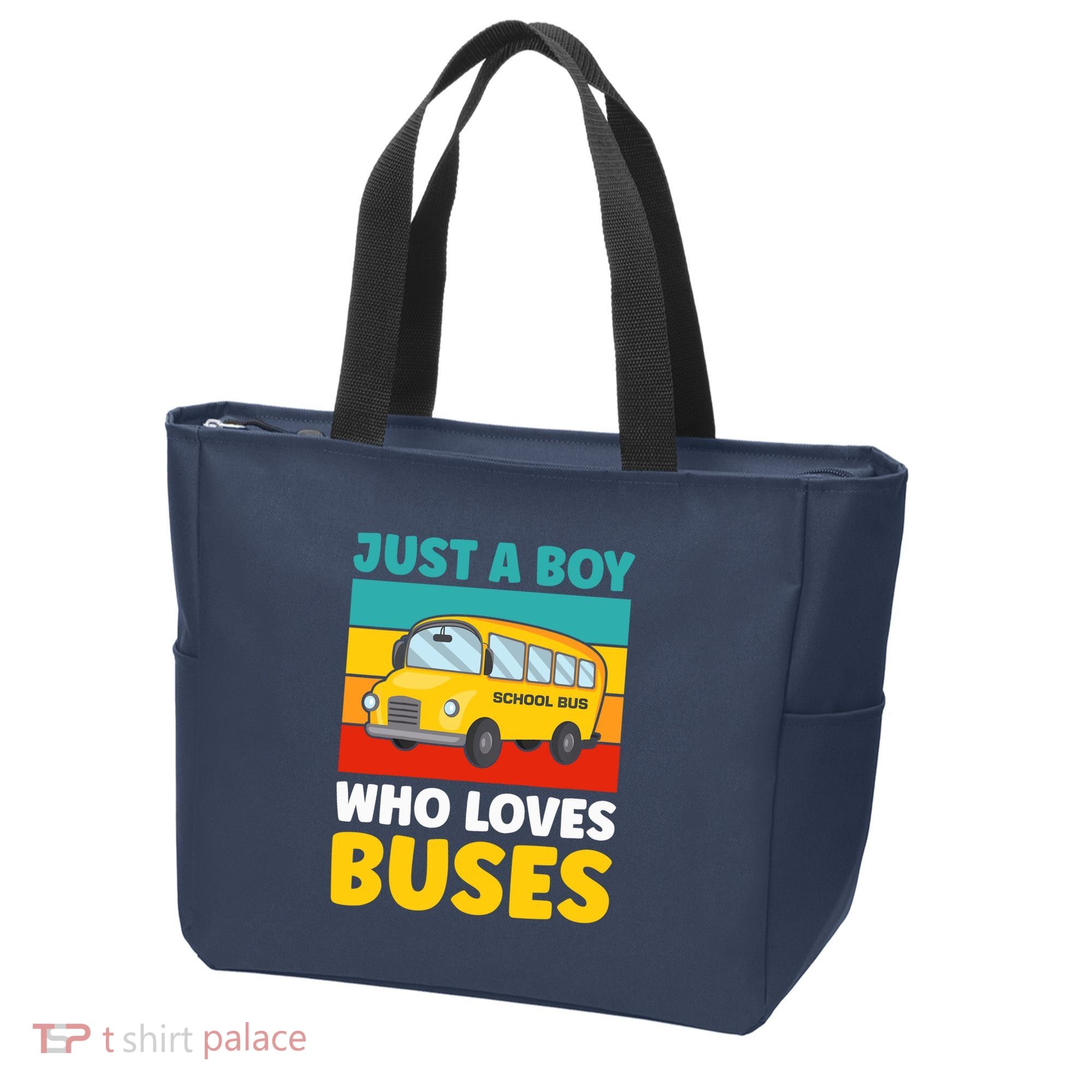 Just a Boy who loves Buses School Bus Tote Bag