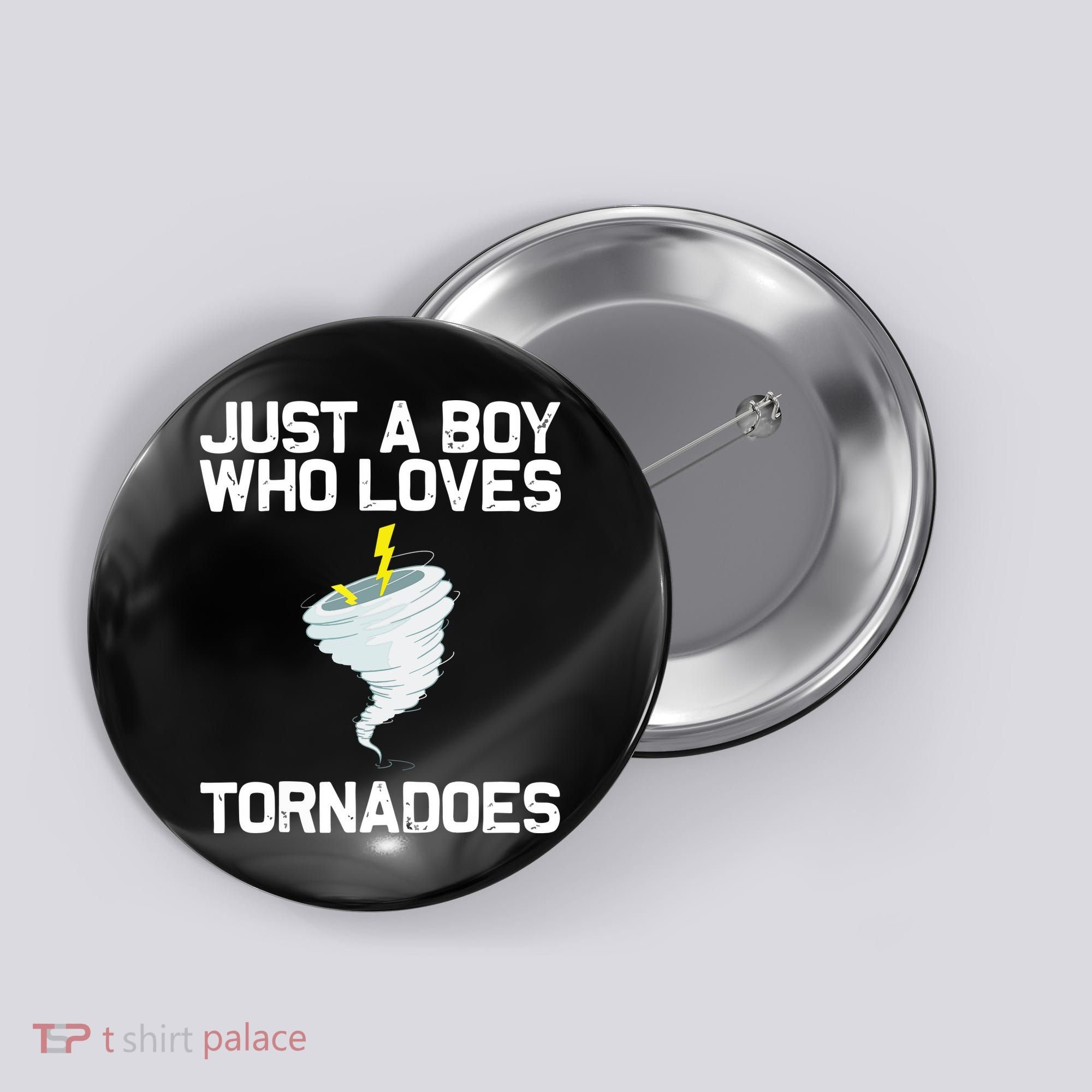 Just A Boy Who Loves Tornadoes Tornado Meteorologist Button