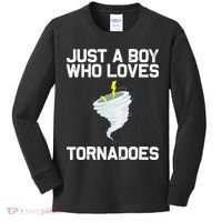 Just A Boy Who Loves Tornadoes Tornado Meteorologist Kids Long Sleeve Shirt thumb 0