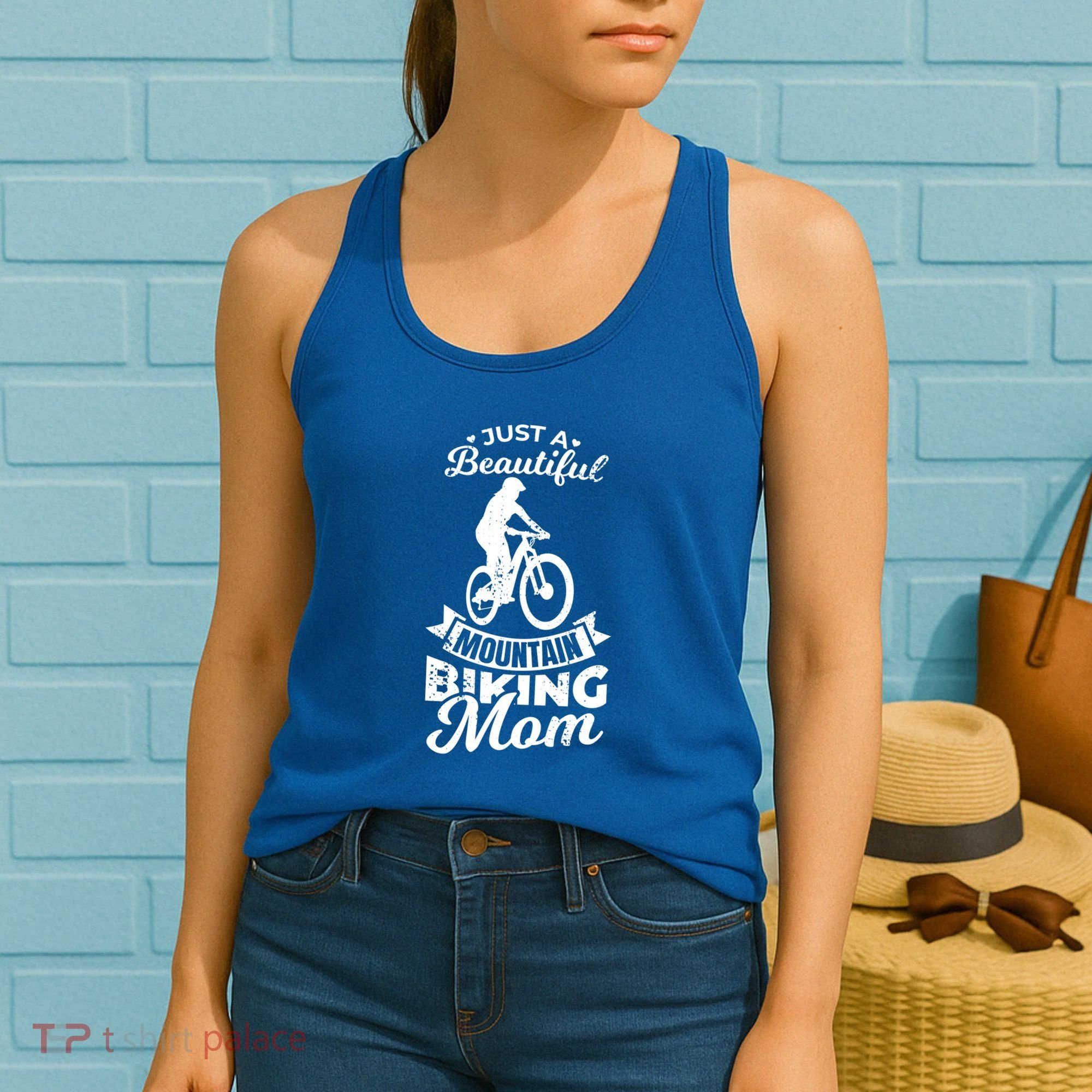 Just A Beautiful Mountain Biking Mom Meaningful Gift Women's Tank Top