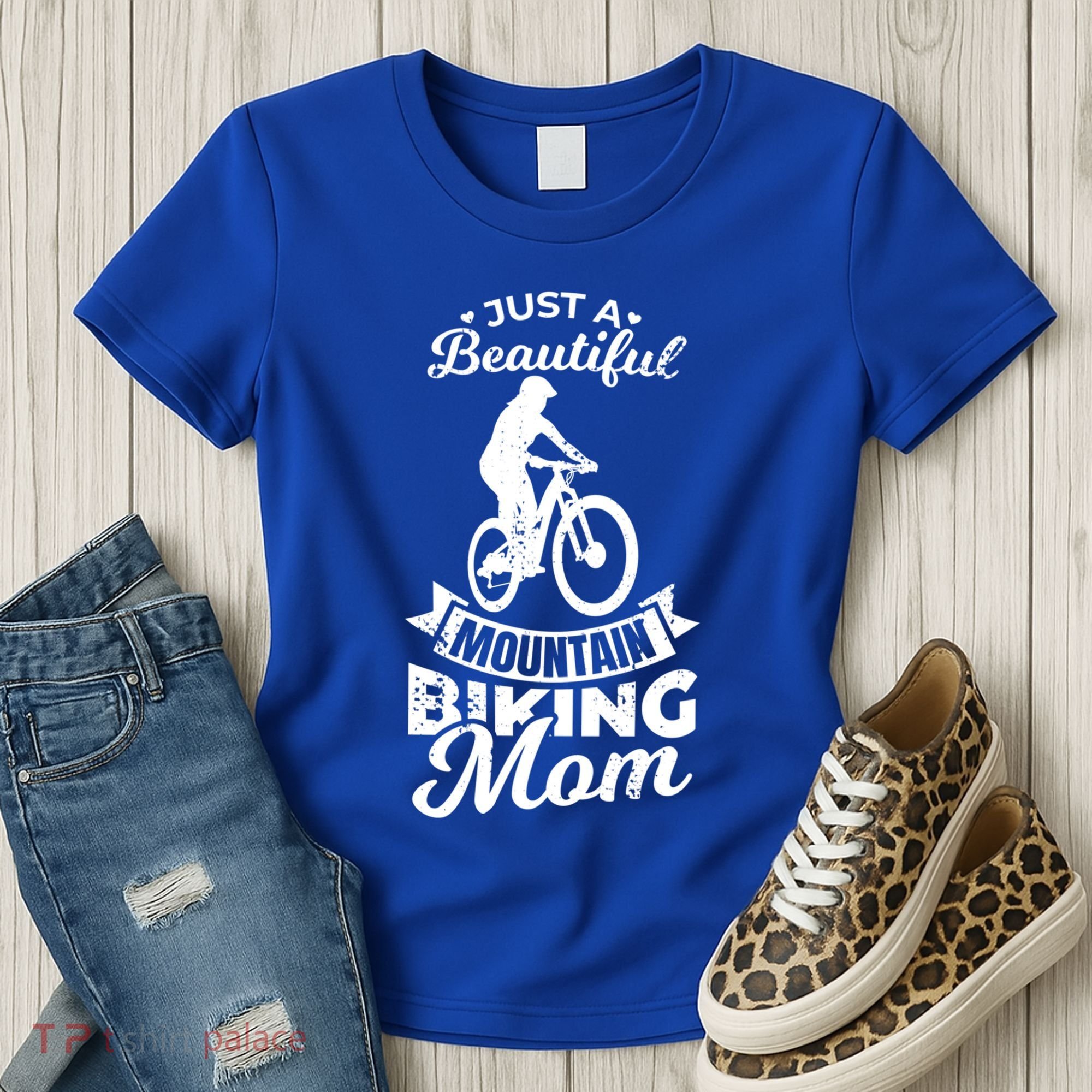 Just A Beautiful Mountain Biking Mom Meaningful Gift Women's T-Shirt