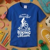 Just A Beautiful Mountain Biking Mom Meaningful Gift Kids T-Shirt thumb 3