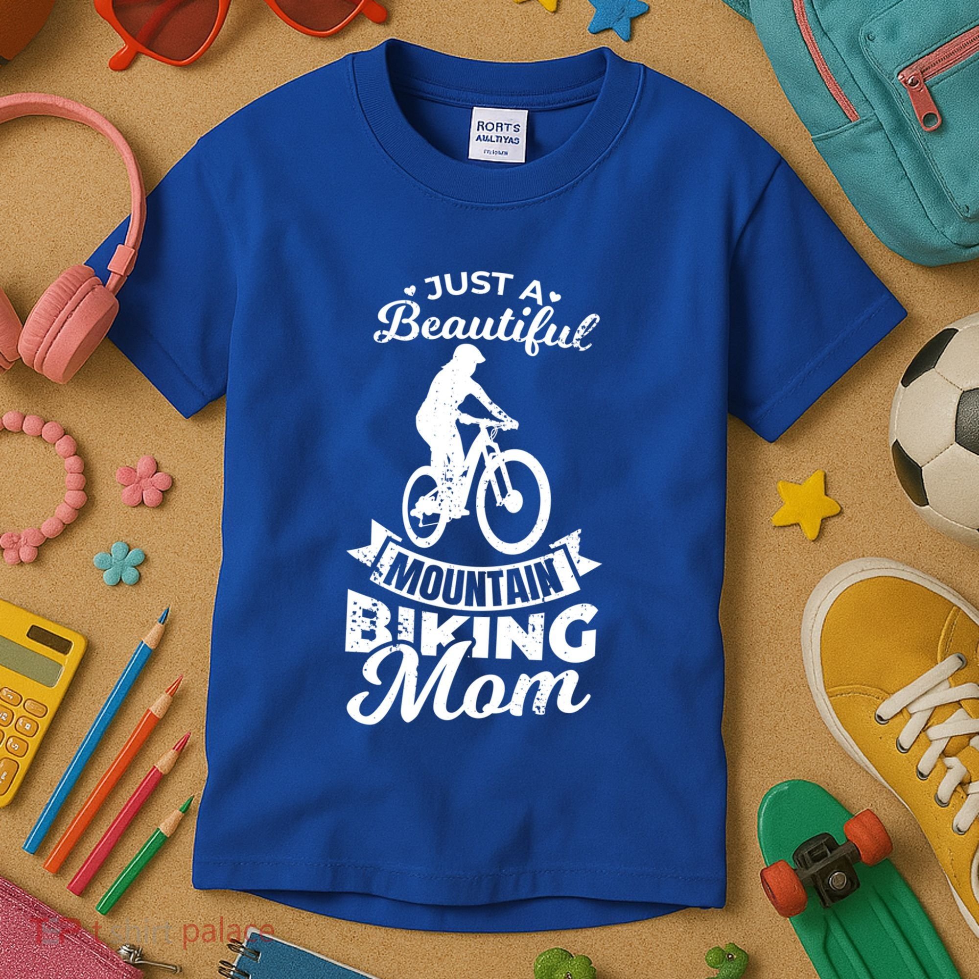 Just A Beautiful Mountain Biking Mom Meaningful Gift Kids T-Shirt