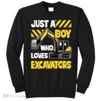 Just A Boy Who Loves Excavators Construction Vehicle Sweatshirt thumb 0