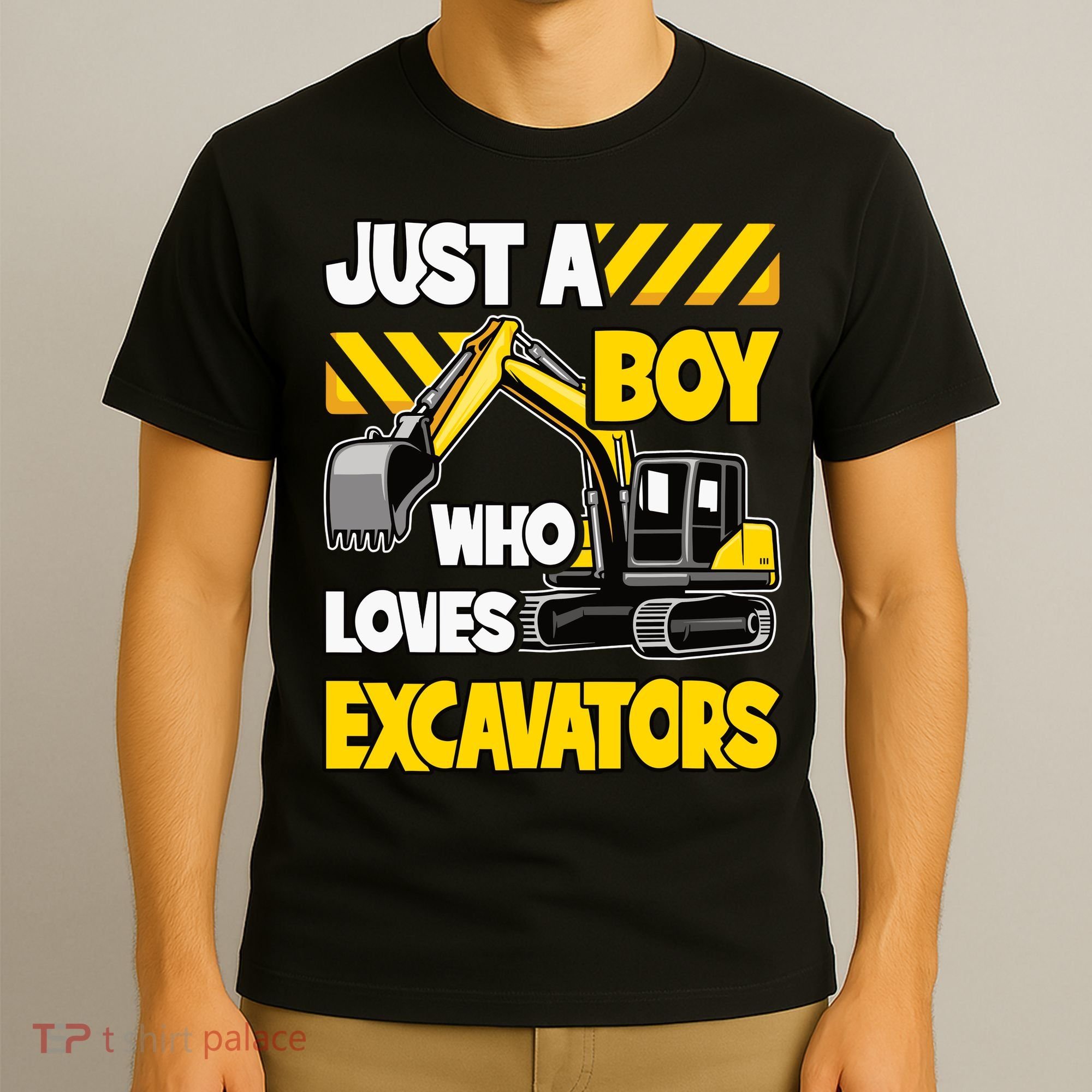 Just A Boy Who Loves Excavators Construction Vehicle T-Shirt
