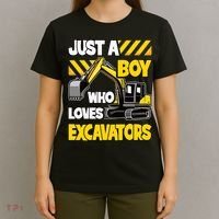 Just A Boy Who Loves Excavators Construction Vehicle T-Shirt thumb 4