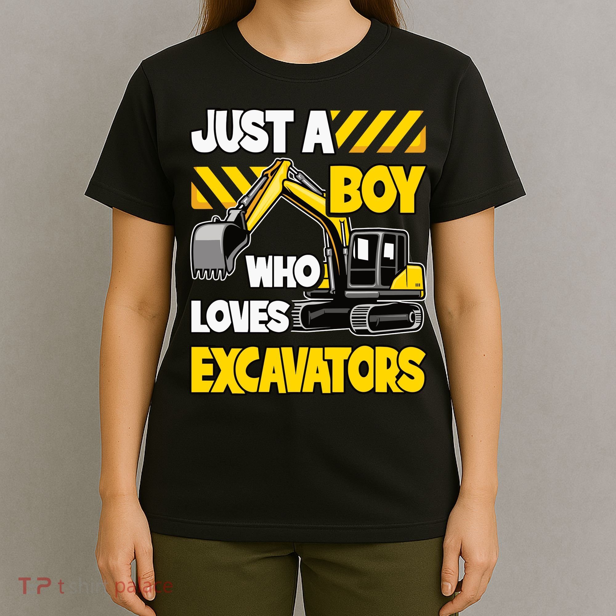 Just A Boy Who Loves Excavators Construction Vehicle T-Shirt
