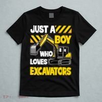 Just A Boy Who Loves Excavators Construction Vehicle T-Shirt thumb 5