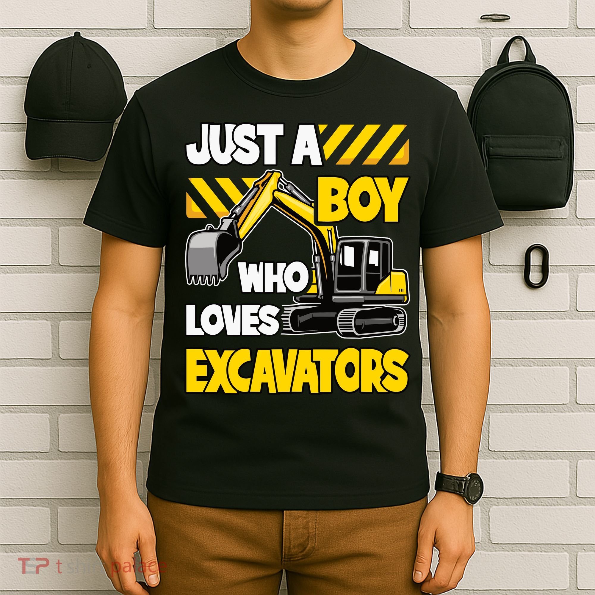 Just A Boy Who Loves Excavators Construction Vehicle T-Shirt