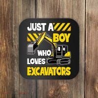 Just A Boy Who Loves Excavators Construction Vehicle Coaster thumb 0