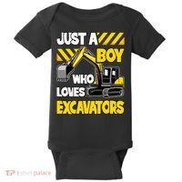 Just A Boy Who Loves Excavators Construction Vehicle Baby Bodysuit thumb 0