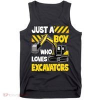 Just A Boy Who Loves Excavators Construction Vehicle Tank Top thumb 0