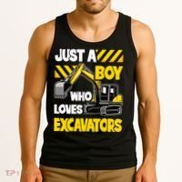 Just A Boy Who Loves Excavators Construction Vehicle Tank Top thumb 3