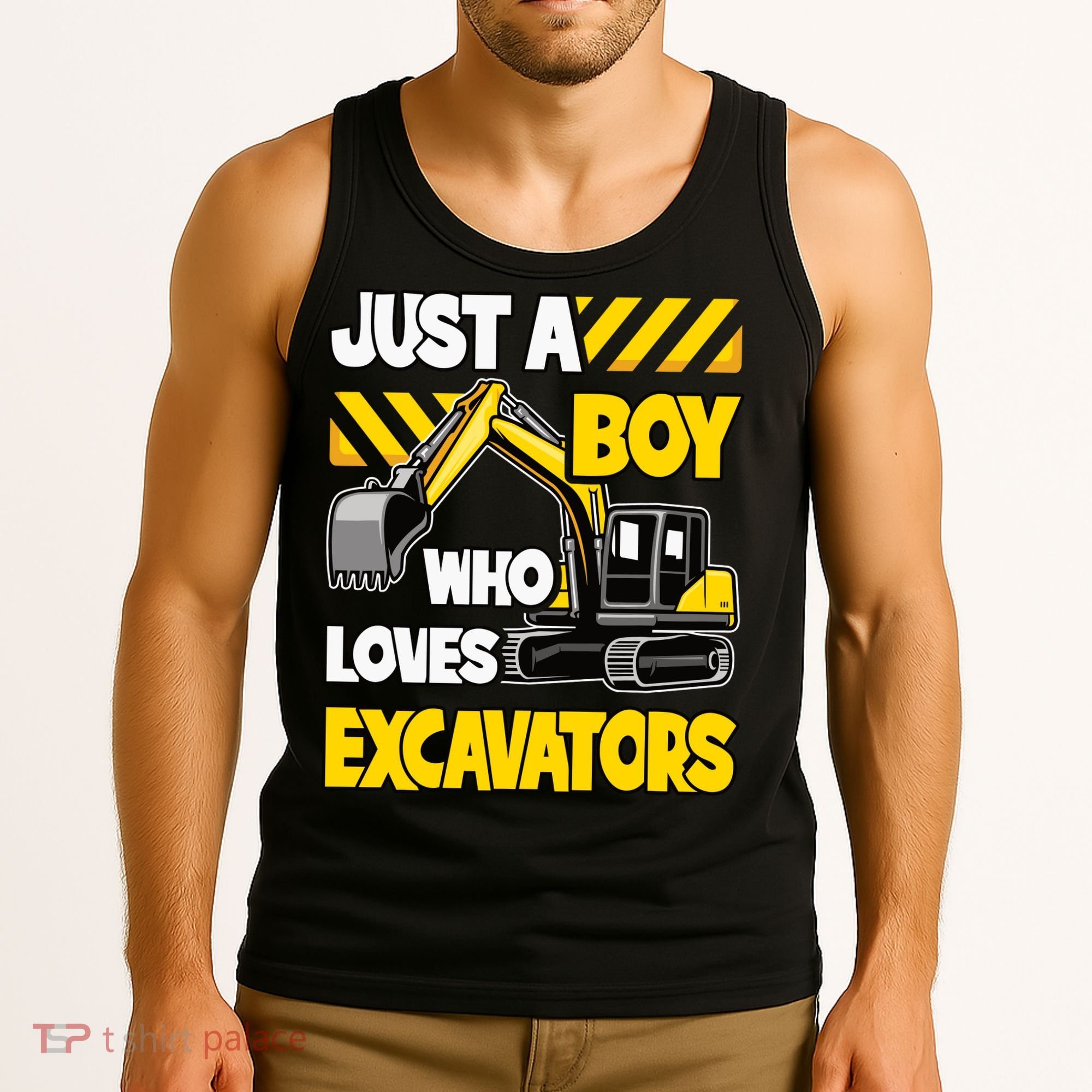 Just A Boy Who Loves Excavators Construction Vehicle Tank Top
