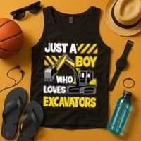 Just A Boy Who Loves Excavators Construction Vehicle Tank Top thumb 4