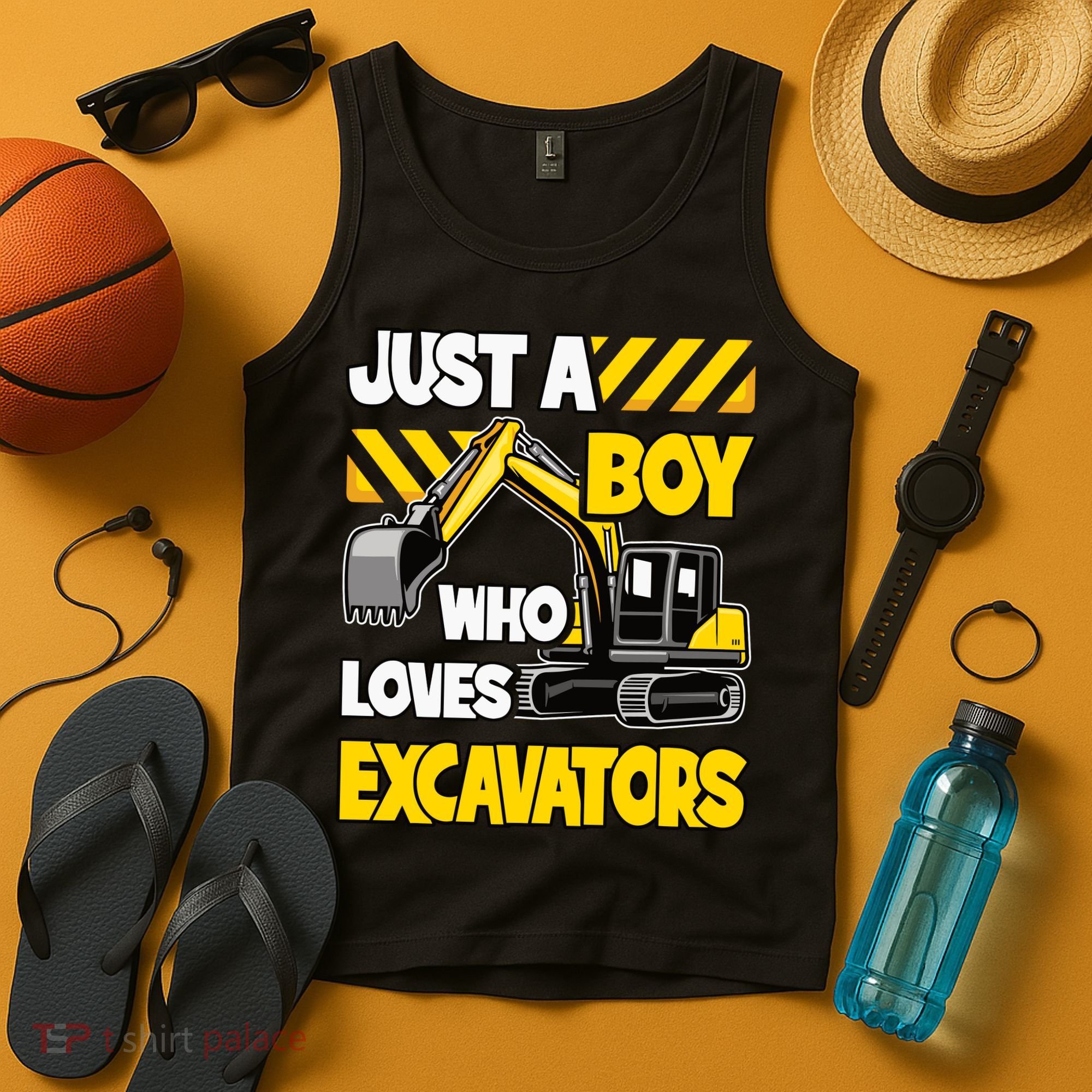 Just A Boy Who Loves Excavators Construction Vehicle Tank Top