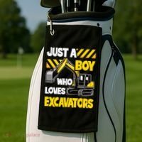 Just A Boy Who Loves Excavators Construction Vehicle Golf Towel thumb 2