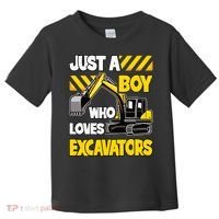 Just A Boy Who Loves Excavators Construction Vehicle Toddler T-Shirt thumb 0