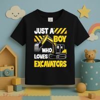 Just A Boy Who Loves Excavators Construction Vehicle Toddler T-Shirt thumb 3