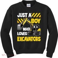 Just A Boy Who Loves Excavators Construction Vehicle Kids Sweatshirt thumb 0