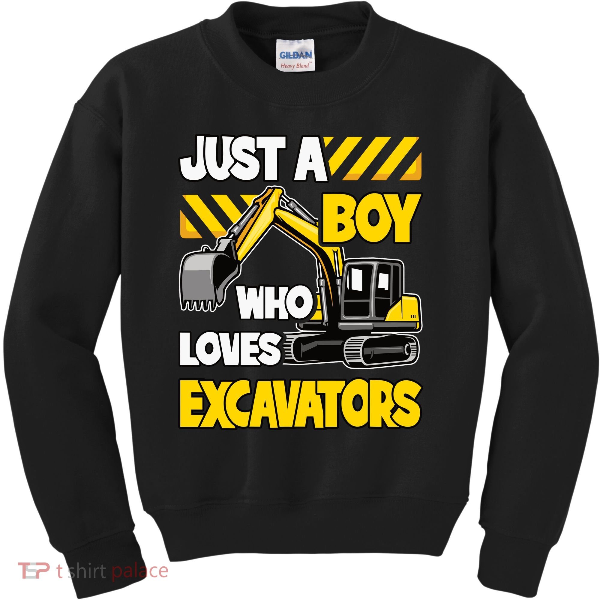Just A Boy Who Loves Excavators Construction Vehicle Kids Sweatshirt