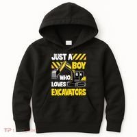 Just A Boy Who Loves Excavators Construction Vehicle Kids Hoodie thumb 0