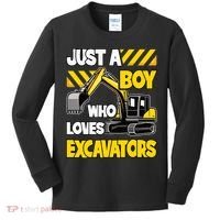 Just A Boy Who Loves Excavators Construction Vehicle Kids Long Sleeve Shirt thumb 0