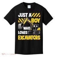 Just A Boy Who Loves Excavators Construction Vehicle Kids T-Shirt thumb 0