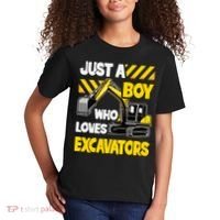 Just A Boy Who Loves Excavators Construction Vehicle Kids T-Shirt thumb 2