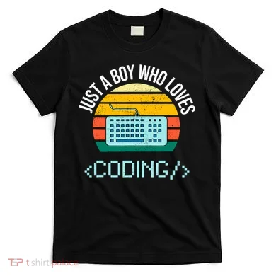 Just A Boy Who Loves Coding Computer Funny T-Shirt