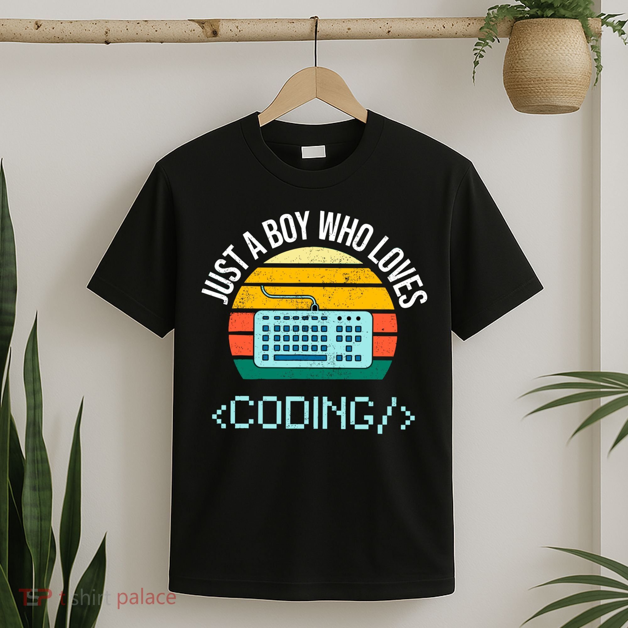 Just A Boy Who Loves Coding Computer Funny T-Shirt