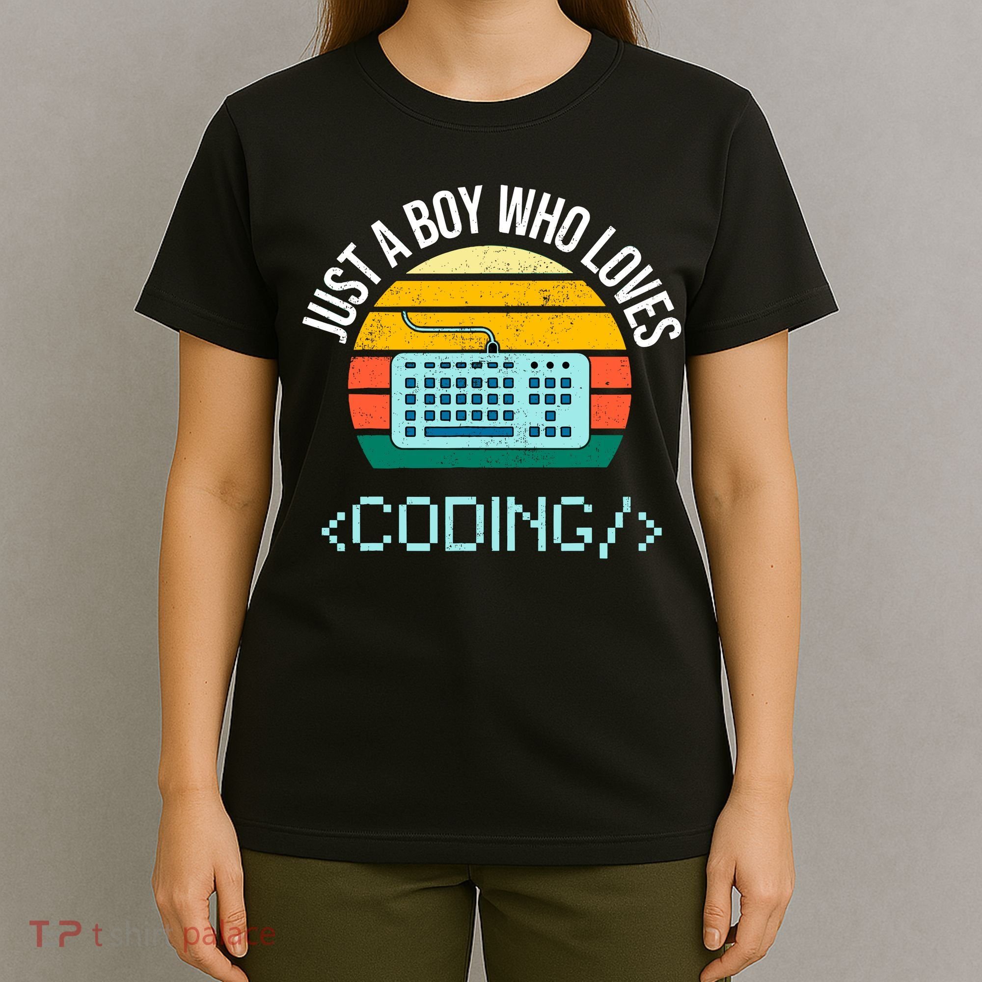 Just A Boy Who Loves Coding Computer Funny T-Shirt