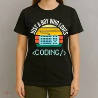 Just A Boy Who Loves Coding Computer Funny T-Shirt thumb 4