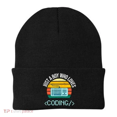 Just A Boy Who Loves Coding Computer Funny Beanie