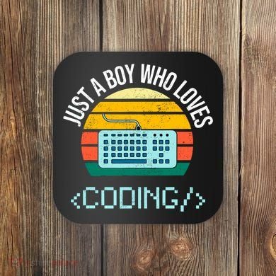 Just A Boy Who Loves Coding Computer Funny Coaster