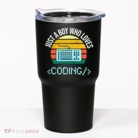 Just A Boy Who Loves Coding Computer Funny Tumbler thumb 0