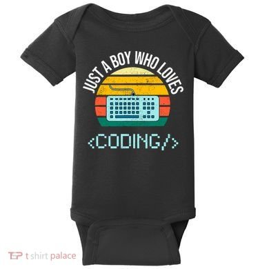Just A Boy Who Loves Coding Computer Funny Baby Bodysuit