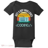 Just A Boy Who Loves Coding Computer Funny Baby Bodysuit thumb 0