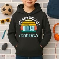 Just A Boy Who Loves Coding Computer Funny Kids Hoodie thumb 2