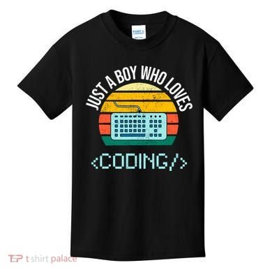 Just A Boy Who Loves Coding Computer Funny Kids T-Shirt