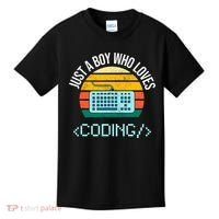 Just A Boy Who Loves Coding Computer Funny Kids T-Shirt thumb 0