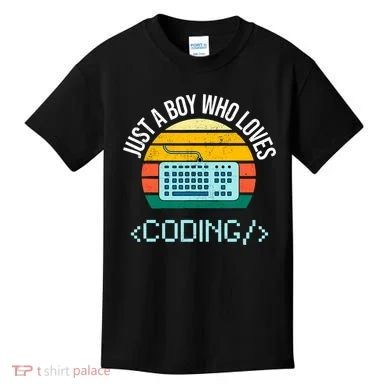 Just A Boy Who Loves Coding Computer Funny Kids T-Shirt