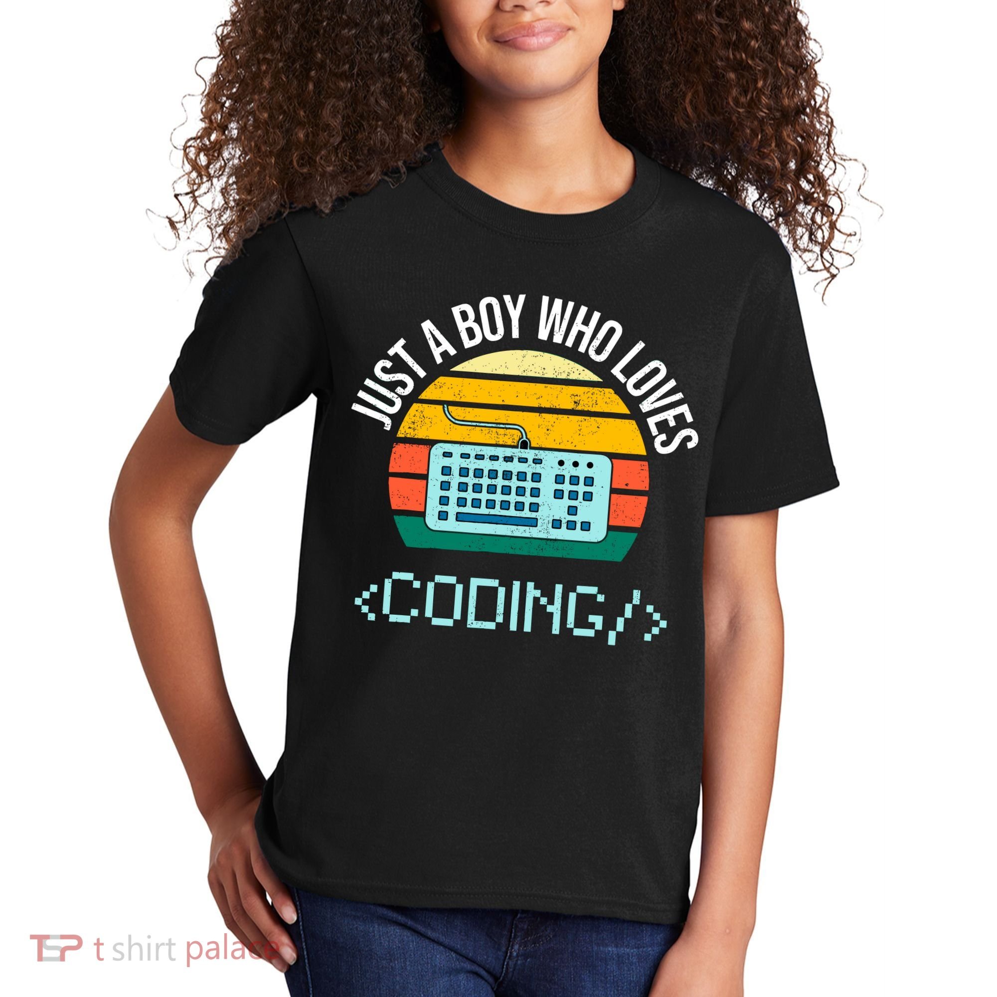 Just A Boy Who Loves Coding Computer Funny Kids T-Shirt