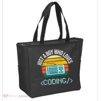 Just A Boy Who Loves Coding Computer Funny Tote Bag thumb 2
