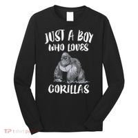 Just A Boy Who Loves Gorillas, Gorilla Lover Gift Long Sleeve Shirt thumb 0