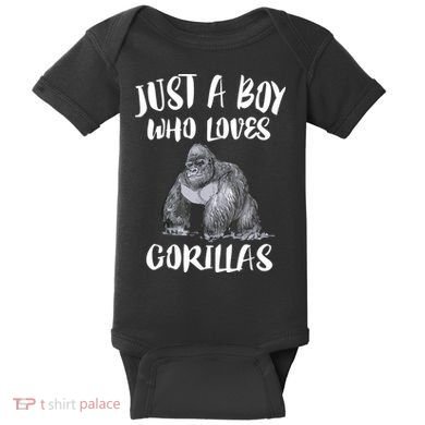 Just A Boy Who Loves Gorillas, Gorilla Lover Gift Baby Bodysuit