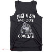 Just A Boy Who Loves Gorillas, Gorilla Lover Gift Tank Top thumb 0