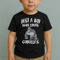 Just A Boy Who Loves Gorillas, Gorilla Lover Gift Toddler T-Shirt thumb 2